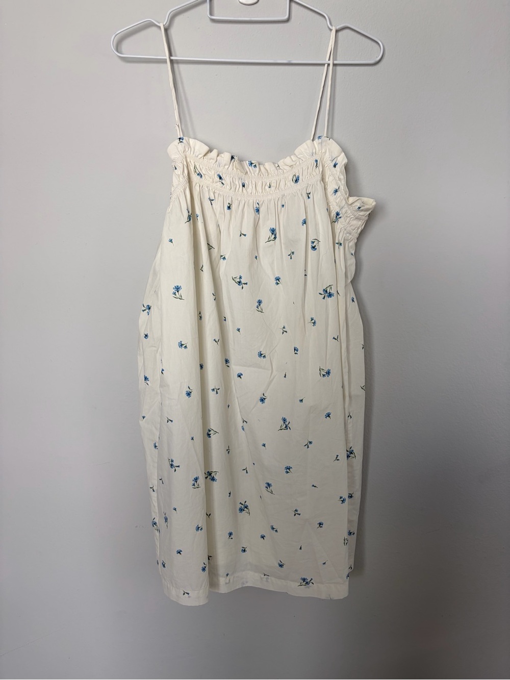 H&M Cream Floral Spaghetti-Strap Dress